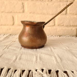 Cafetière turque en cuivre martelé à la main avec poignée en bronze - Ibrik/Cezve traditionnel pour cuisinière