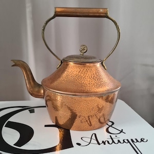 Antique Handmade Copper and Brass Teapot | 1930s Fine Craftsmanship.