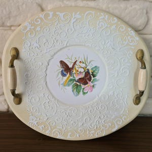 Vintage Handmade Wooden Tray. Large Vintage Rustic Décor Tray. Artisan Wooden Serving Tray