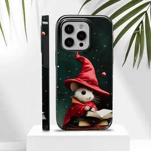 Custodia per telefono Old Books Wizard Mouse TOUGH Cover per iPhone 16Plus, 15, 14, 13, 12, Google Pixel 9Pro XL, 8A, 7A, 6A Samsung S25 S24 FE S23 A22