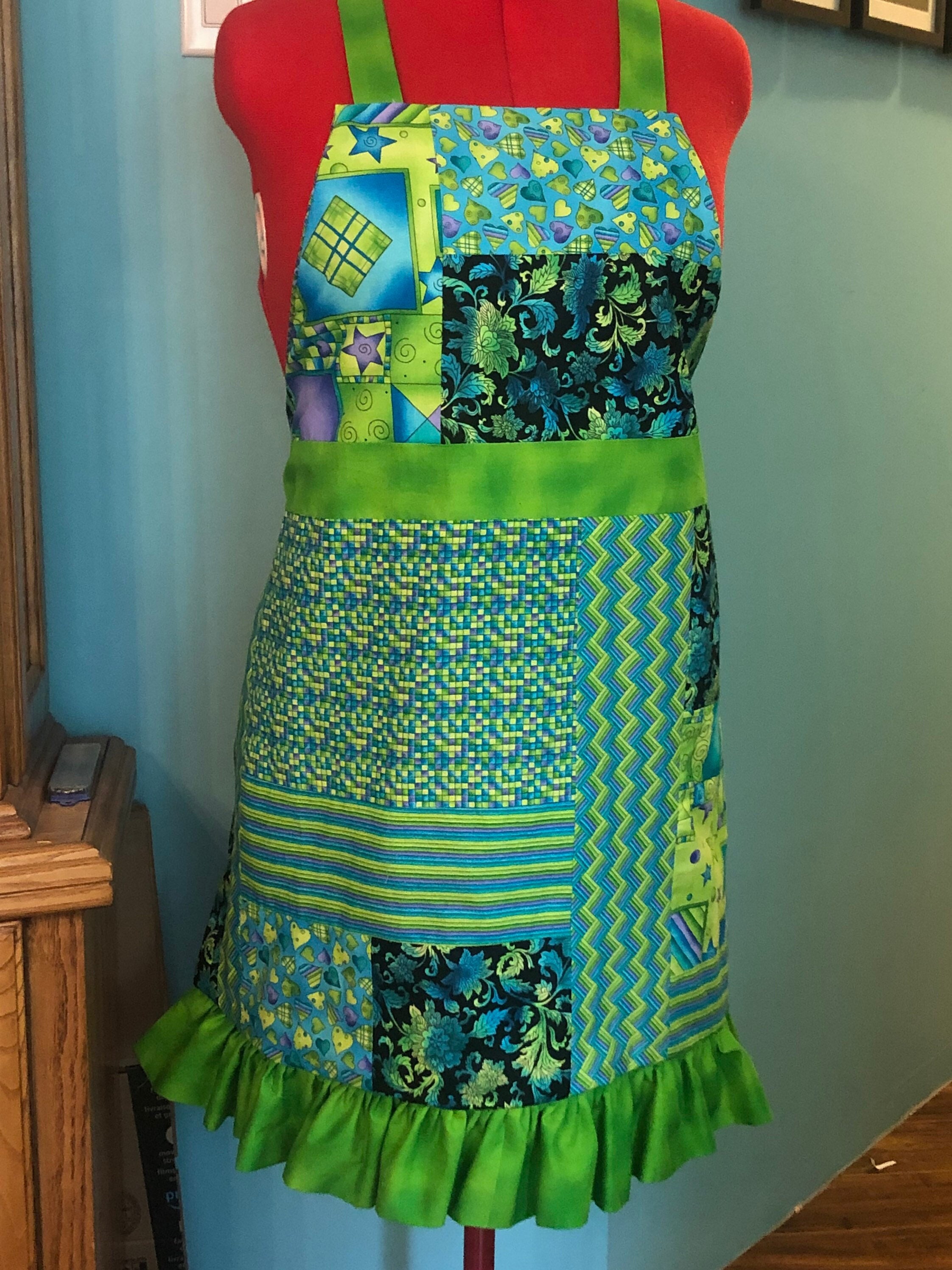 ハンドメイドコットンリバーシブルエプロン - Etsy 日本