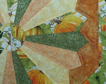 Pumpkin Dresden Plate Quilted Table Topper