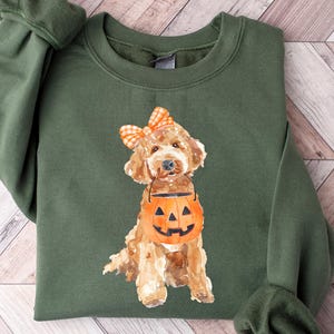 Halloween Golden Doodle Sweatshirt, Spooky Golden Doodle T-Shirt, Fall Dog Mom Sweater, Trick or Treat Dog Crewneck