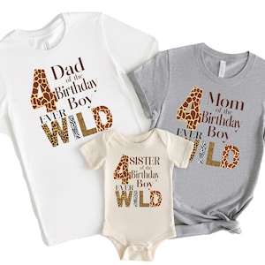 Four Ever Wild Birthday Shirt, 4th Birthday Outfit, Wild Safari Animal Family Birthday Tee, Zoo Animal Theme Wild 4th Birthday