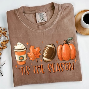 Pumpkin Spice Comfort Colors Shirt: Fall Game Day Football Tee