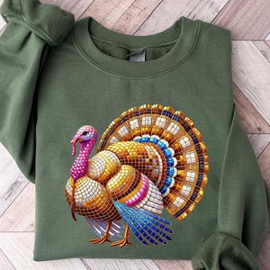 Colorful Turkey Shirt, Thanksgiving Turkey Sweatshirt, Fall Lover Girly Gobble Sweatshirt, Colorful Turkey Day T-Shirt, Autumn Turkey Family