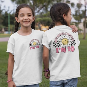 Out Single Digits I&#39;m 10 Shirt, 10th Birthday T-Shirt, Birthday Girl Shirt, Tenth Birthday Gift For Girls, Retro Natural Kids Gift