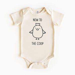 New to the Coop Baby Bodysuit, Chicken Announcement Gift, Baby Shower Gift Baby Outfit, Cute Baby Clothing