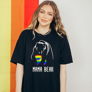 Pride Mama Bear Shirt,  LGBT Mama Bear T-Shirt, Lesbian Mom Tee, Lgbt Awareness Gift