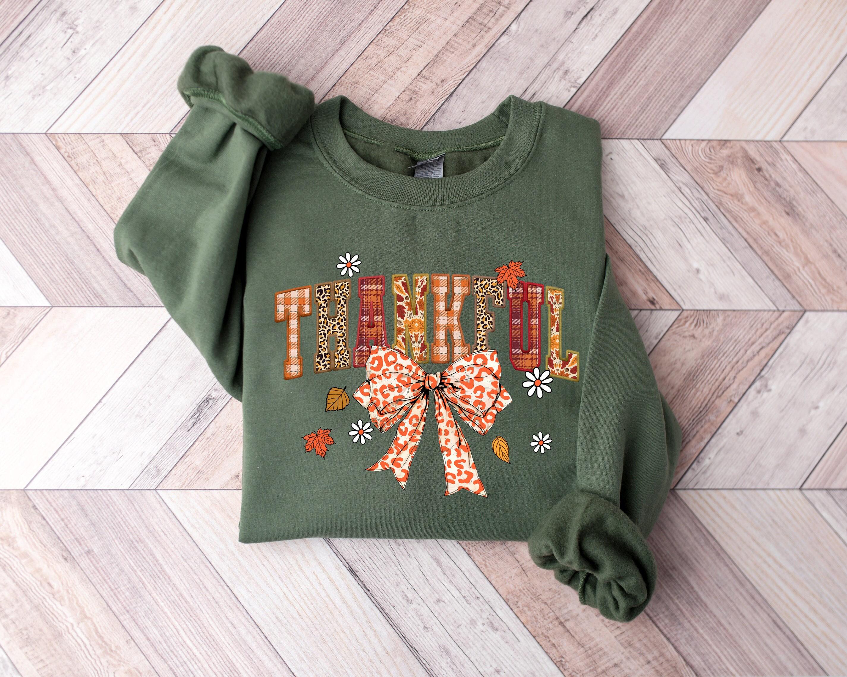 Thankful Coquette Sweatshirt, Autumn Season Shirt, Cozy Thanksgiving Sweater, Fall Thankful T-Shirt, Pumpkin Season Apparel