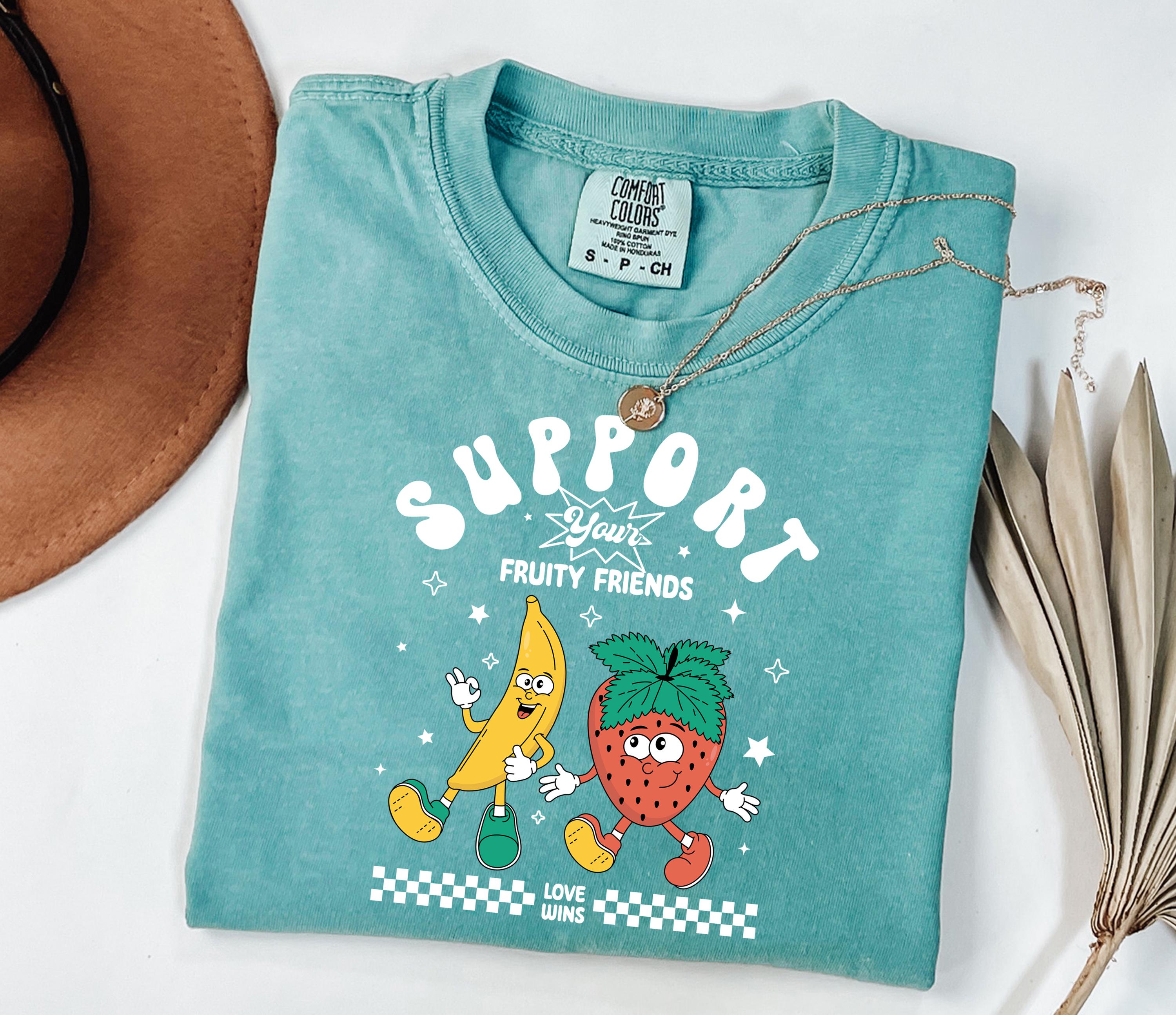 Fruity Friends LGBTQ+ Ally Tee: Comfort Colors Pride Support Shirt