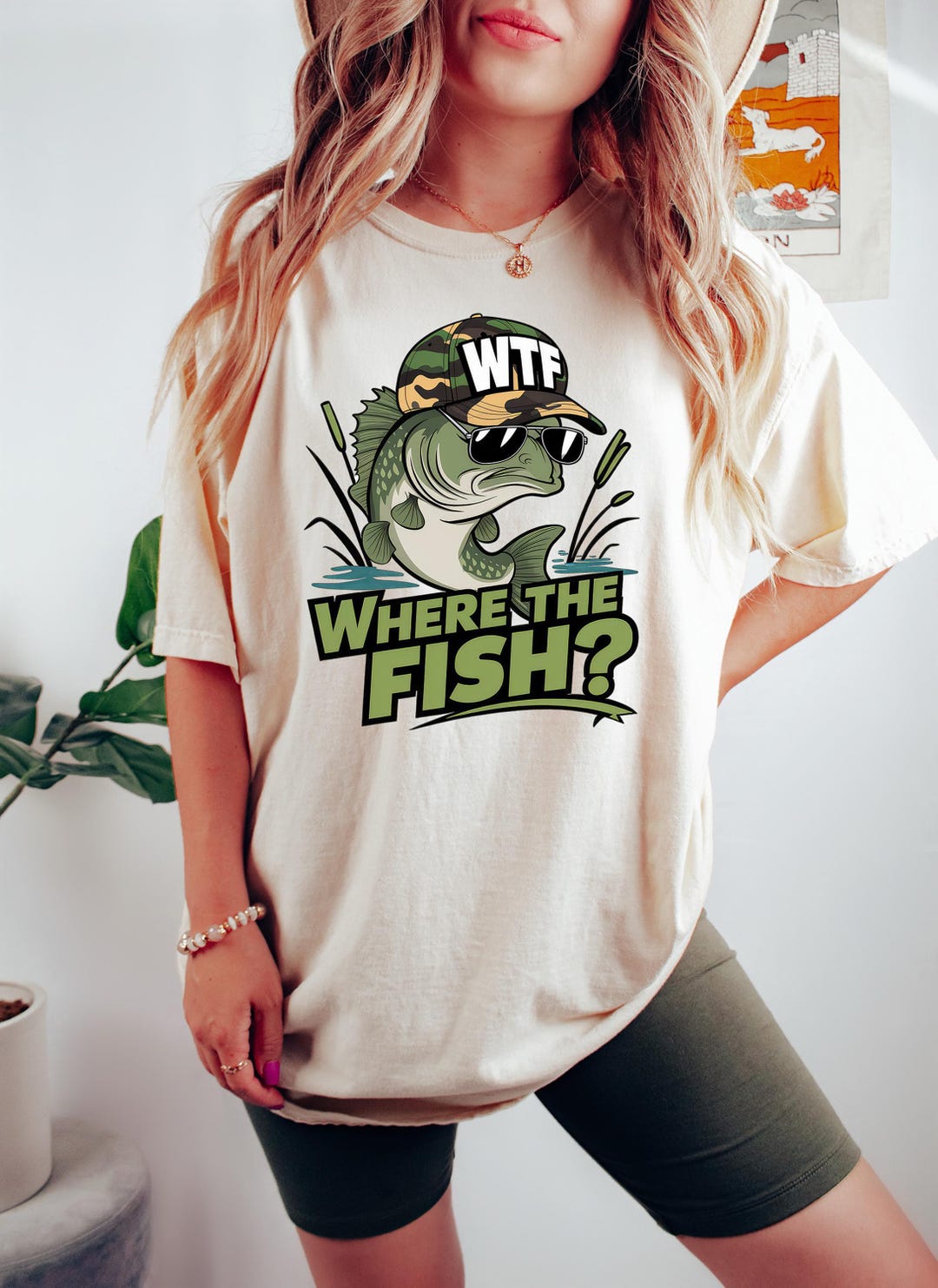 Worldoftshirts Fish WTF Where the Fish Shirt, Funny Fishing Bass Tee, Angler Humor Tee ...