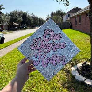 Custom Bedazzled Bling Rhinestone Grad Cap Topper grad cap blinged one degree hotter custom blinged out grad cap