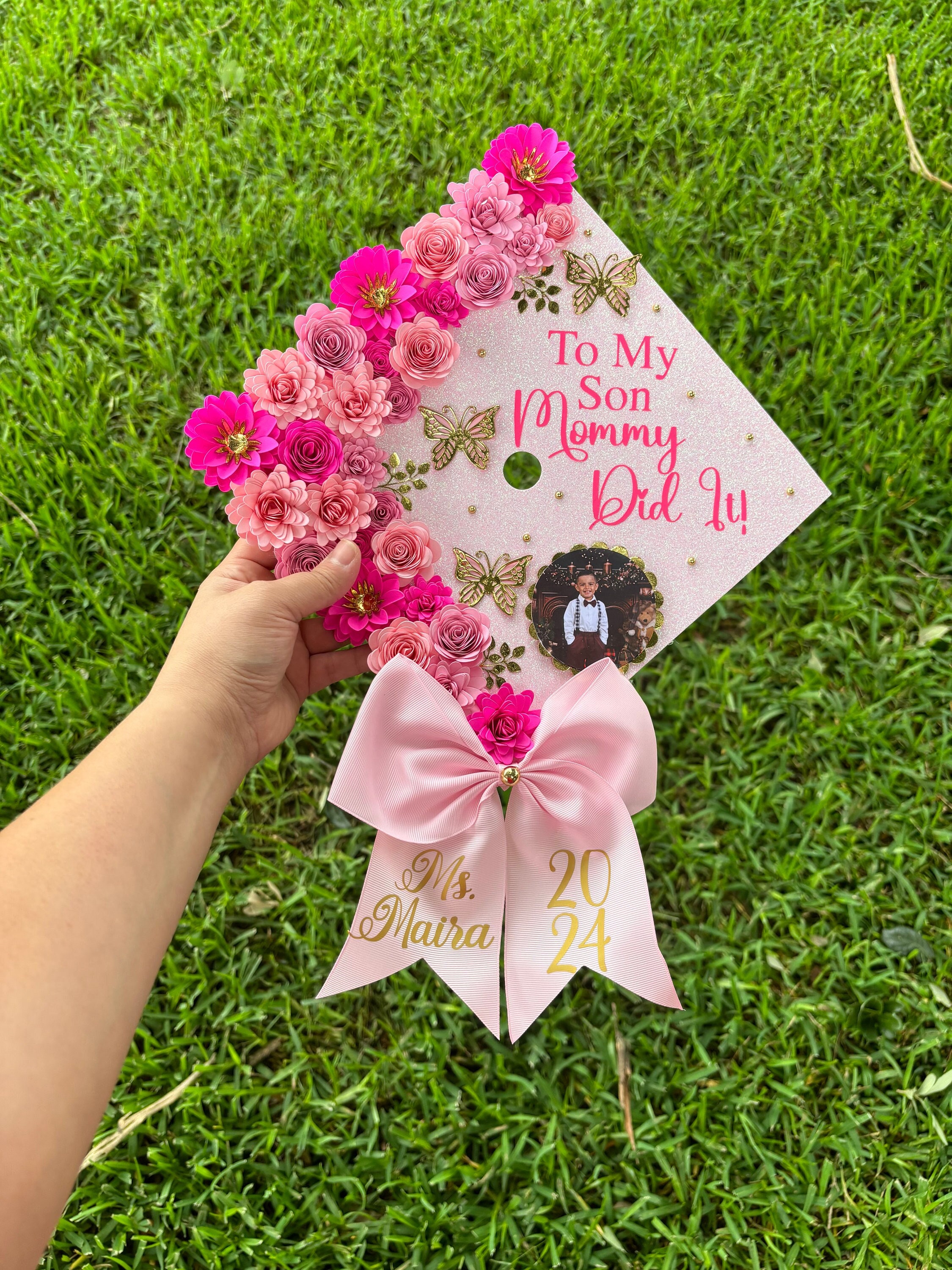 Mommy Did It Grad Cap Topper Personalized Graduation Cap  display picture 1