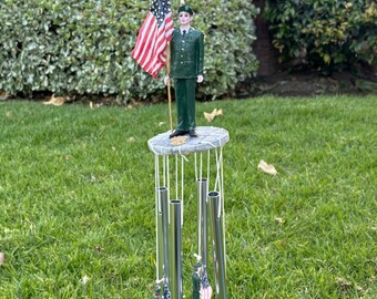 U.S. Army Soldier Wind Chime: American Flag, Garden Decor