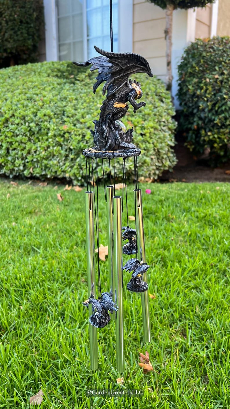 Crystal Ball Dragon Wind Chime: Fantasy Garden & Patio Decor or Gift - Etsy