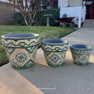 Green Mosaic Pot Set: Handcrafted Home & Garden Decoration Gift