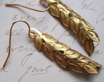 Autumn Leaves Earrings14 KT Gold Plate Leaf Earrings New Old Stock New Vintage Jewelry