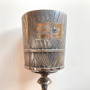 Antique Trophy Silver Plate 1st Prize Pole Vault Athletic 1800s Hand Engraved Script Silverplate Victorian Aesthetic Loving Cup Quadruple