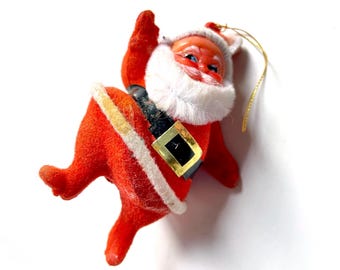 ヴィンテージ フロック加工 サンタ＆ミセス クラウス オーナメント