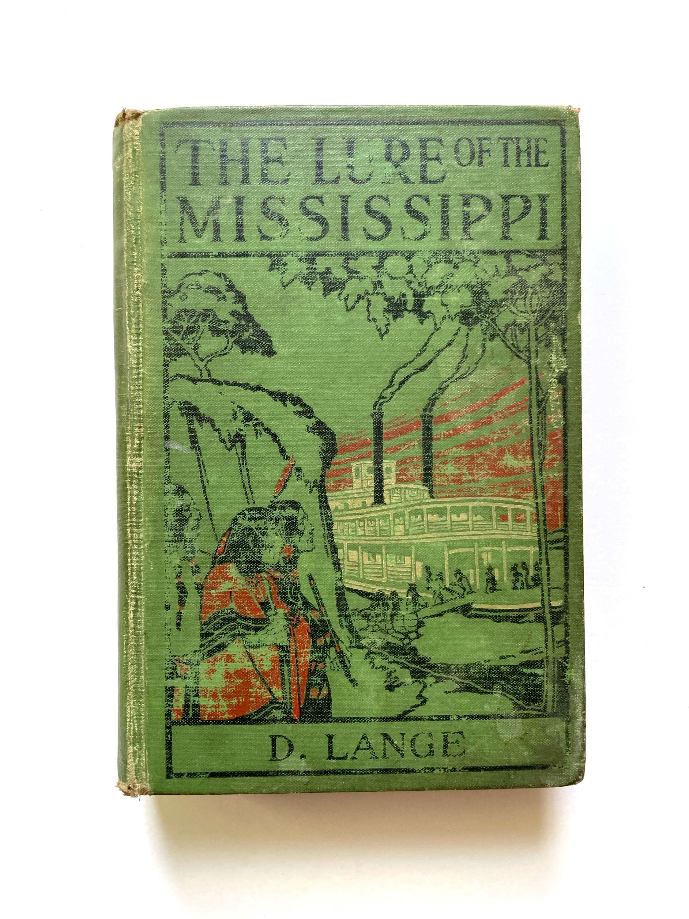 アンティークブック グリーンの絵柄の表紙 1900年代初頭 ミシシッピの