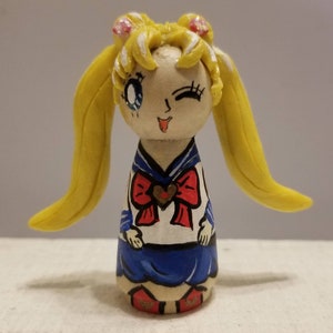 The Sailor Moon Iconic Peg Doll ,Hand Sculpted and Hand Painted.