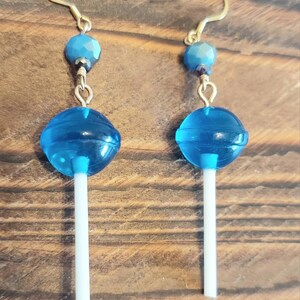 The Blue Lollipop resin earrings with Czech glass beads.