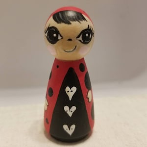 The Lady Bug Peg Doll Hand painted.