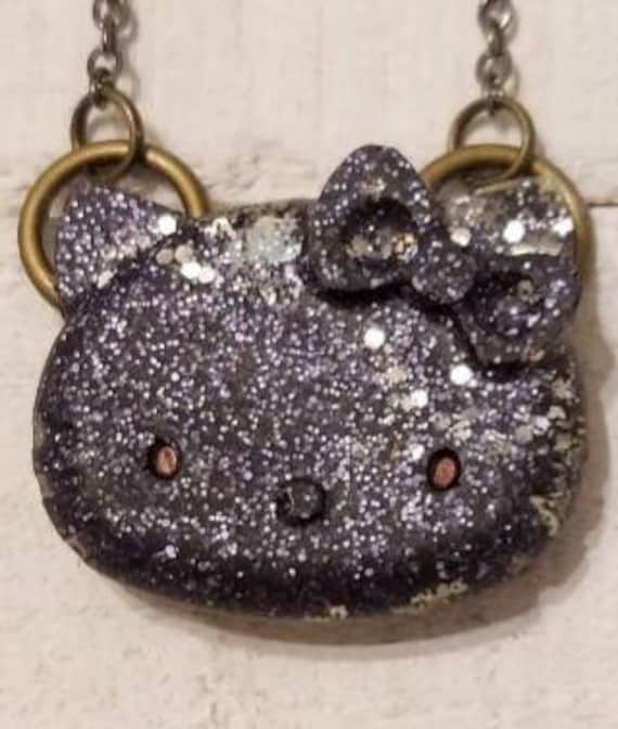 TATIANA☆[Silver925] Black Kitty Necklace Sterling Silver and Enamel Stick Kitty Necklace – Mark