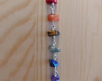 The Chakra Seven Stone Raibow Energy Drop Necklace on Sterling Silver.