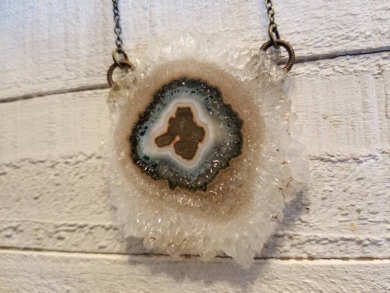 The SPECTACULAR Amethyst Quartz Stalactite Slice Amulet Necklace