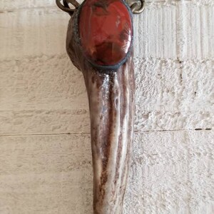 The FACETEDHEART- EARTHLOVE COLLECTION- Naturally Derived Deer Antler talisman charm necklace with Oval Mookaite Jasper.