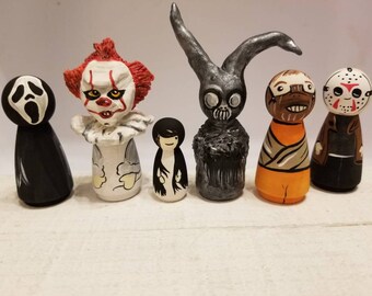 Horror Collection Peg Doll Set Six Hand sculpted and Hand Painted FRIGHT Collection.