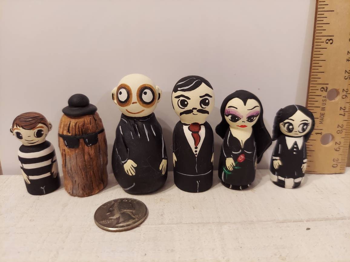 The Addams Family Six Peg Doll Set. Etsy