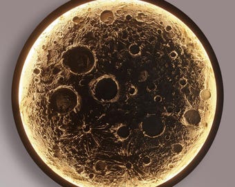 3D MOON LED WALL deco, Decorative Moon Wall Light, Textured Moon Painting, Moon Wall Decor, Textured Wall Lamp, Moon Night Light, Home Decor