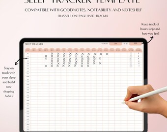 Plantilla de seguimiento del sueño / Goodnotes, Notability, Noteself / Seguimiento del descanso / Planificador digital para iPad / Planificador diario / Productividad /