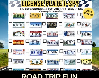 License Plate I Spy Game for Kids | Travel Games | Road Trip Games | Road Trip Printable | Car Games | I Spy for Kids | Digital Download