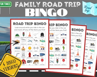 Road Trip Car Bingo / Travel Bingo / Kids Car Games / Print at Home / Family Vacation Fun / Instant Download