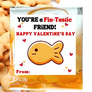 Classroom Valentine Goldfish Tag , Valentine School Treat, Preschool Valentine Card, GoldFish Snack, Non candy Valentine