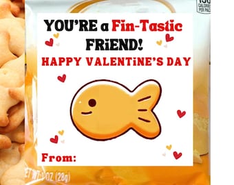 Classroom Valentine Goldfish Tag , Valentine School Treat, Preschool Valentine Card, GoldFish Snack, Non candy Valentine