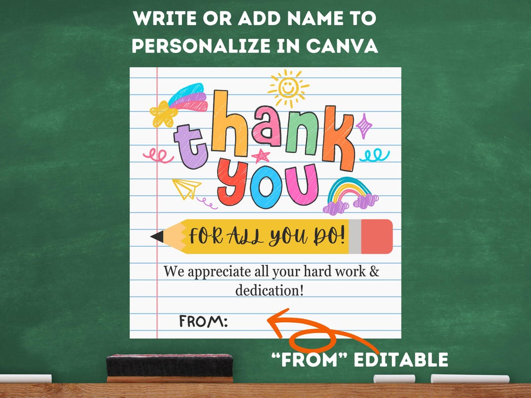 Printable Thank You Gift Tag | Editable Gift Tag for Employee ...