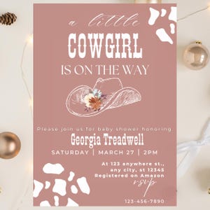 Cowgirl Baby Shower Invitation Template, A Little Cowgirl Baby Shower Invitation, West Baby, Rodeo Baby, Ranch, Western Baby, Editable