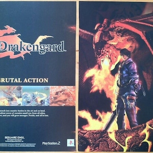 Póster/anuncio impreso de Drakengard para PlayStation 2 de 2004 Arte oficial PS2 original