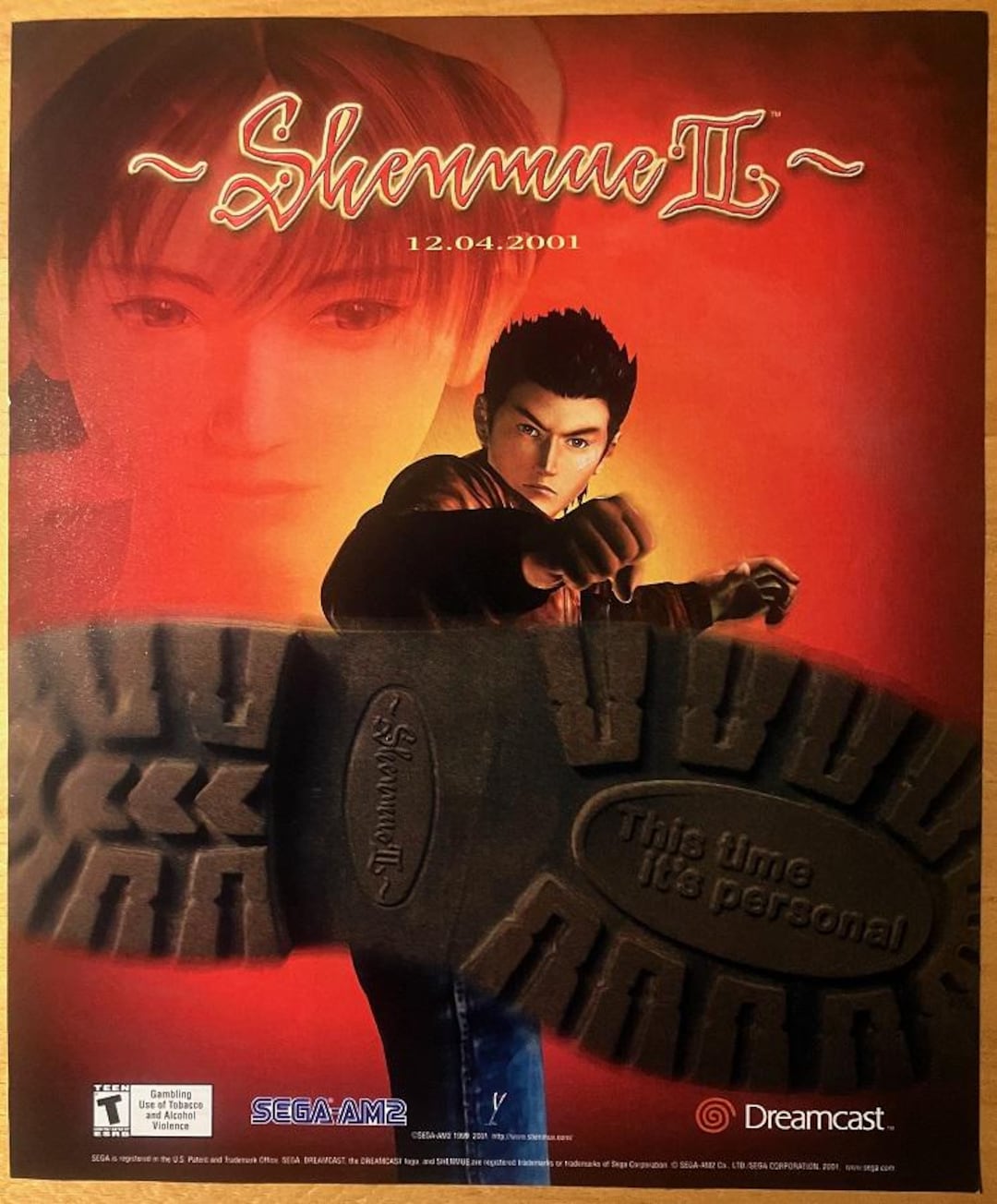 2001 Shenmue II Sega Dreamcast Print Ad/poster Authentic