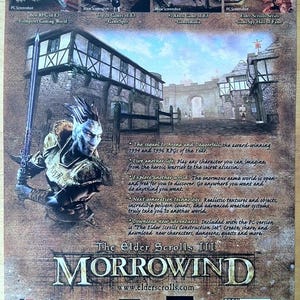 2001 The Elder Scrolls III 3 Morrowind PC Xbox Vintage Impresión/Póster Promocional Arte