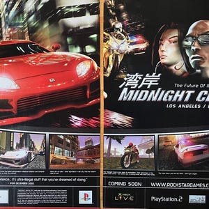 2003 Midnight Club II 2 PS2 Vintage Print Ad/Poster Official Racing Game Art