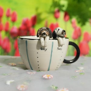 Caneca personalizada para animais de estimação com figura 3D de cachorro/gato, caneca de cerâmica feita à mão, caneca para animais de estimação Peekaboo, presente memorial para amantes de animais de estimação, caneca personalizada para animais de estimação, xícara de café