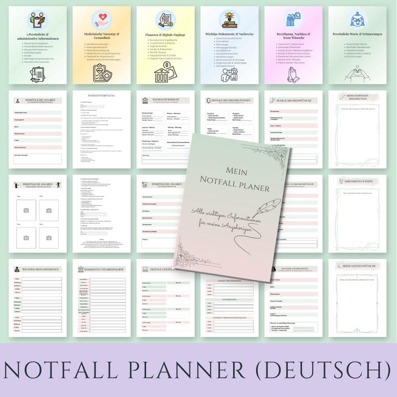 Emergency Planner PDF Printable, End of Life Planner A4 A5, Emergency Binder Family, Will, Living Will, Estate Planning, Password Organizer image 3