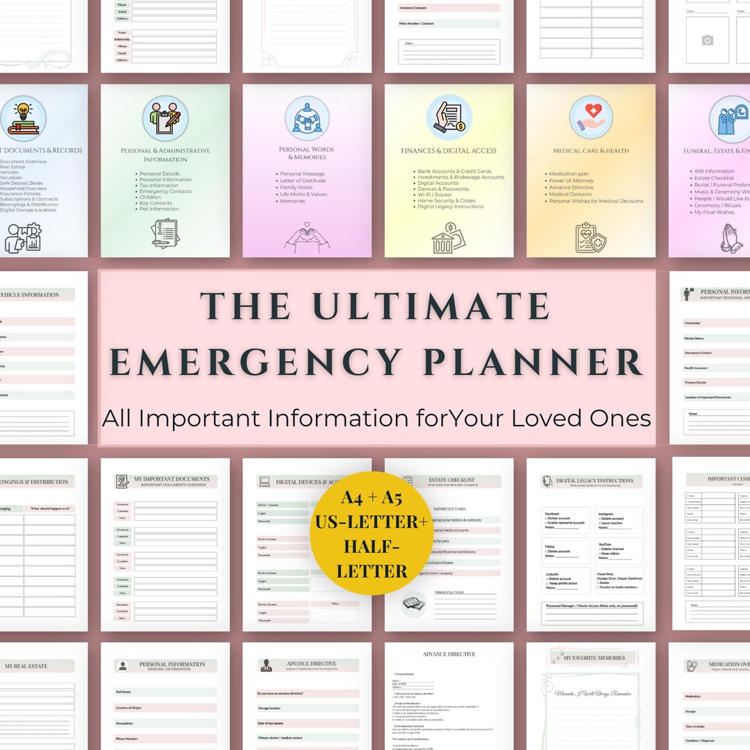 Emergency Planner Printable | End of Life Binder | Estate Planning ...