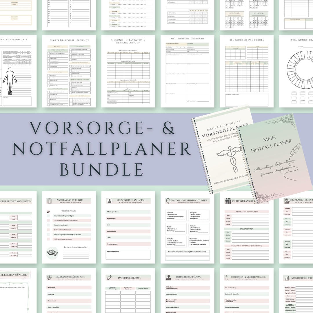 Notfallplan Ordner Notfallplaner & Vorsorgeplaner Bundle Deutsch | Notfallordner ...